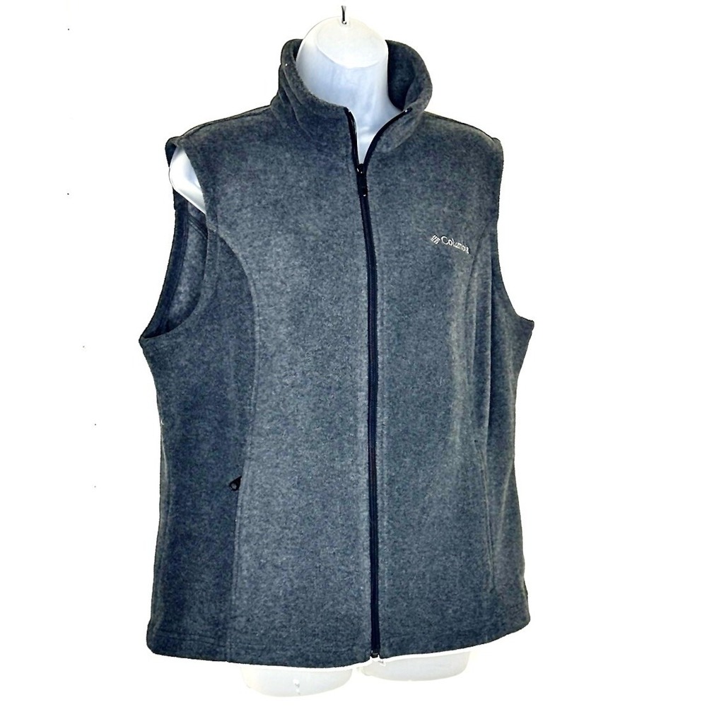 Columbia Sportswear Sawyer Rapids Fleece Zip Up Vest Gray Womens Large Mock Neck